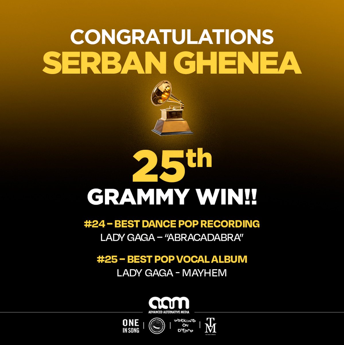 SERBAN GHENEA WINS 25th GRAMMY AWARD!